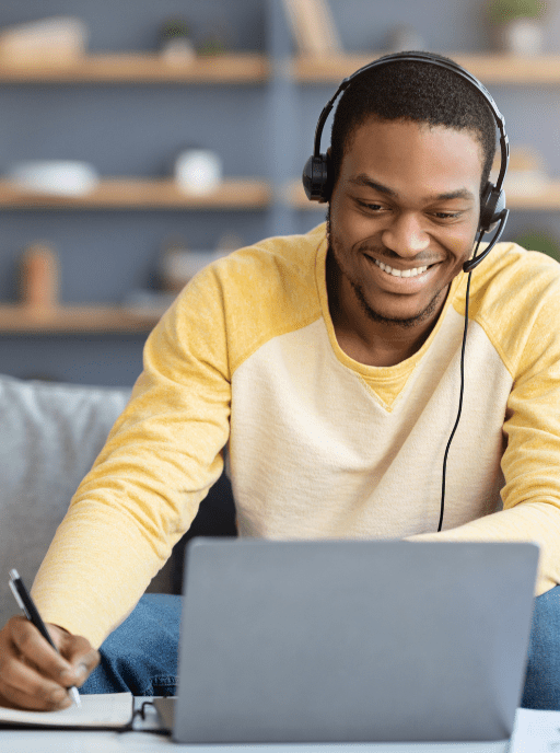 Professional Training Courses Online with Headset and Laptop